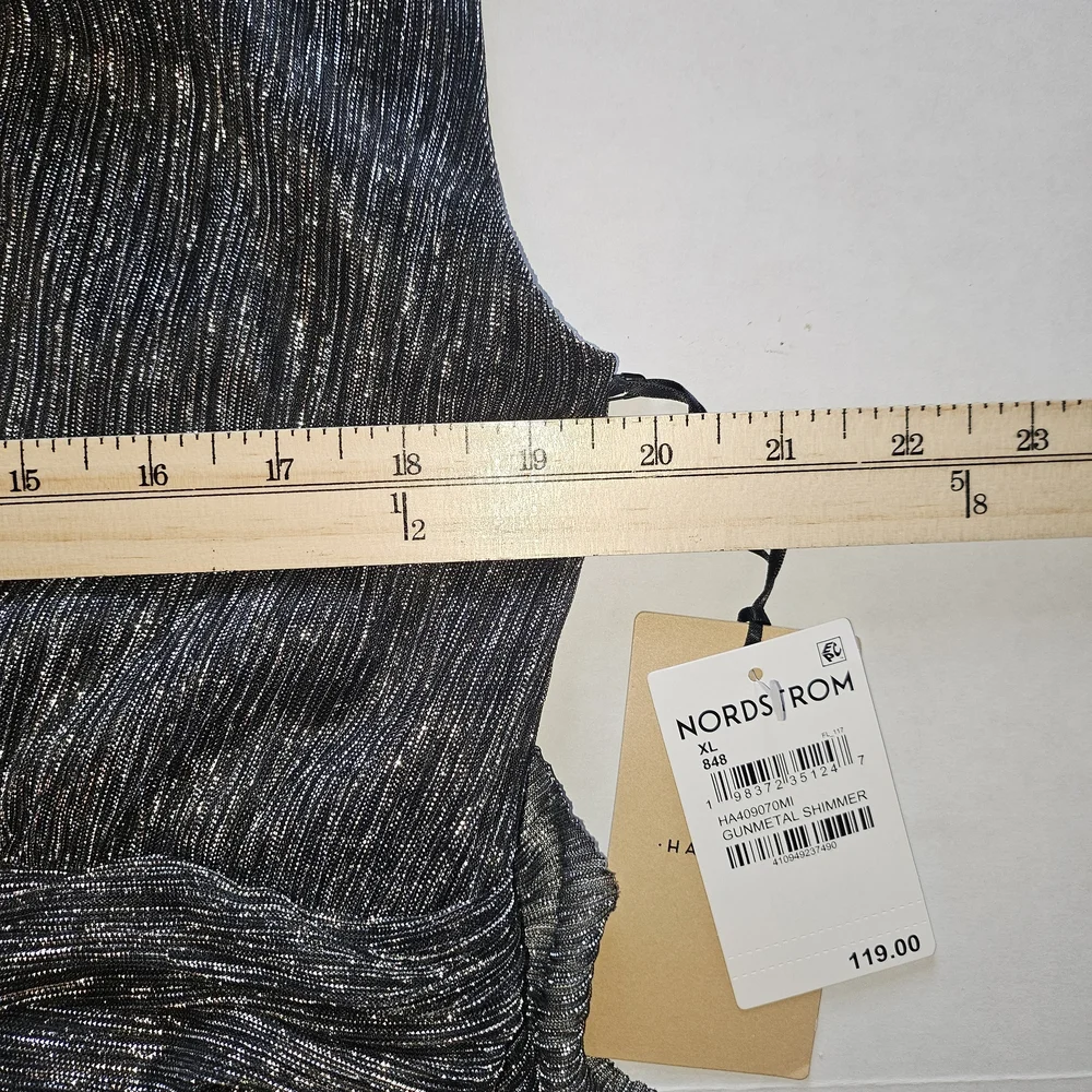 NWT Halogen Metallic Silver And Black Midi Dress